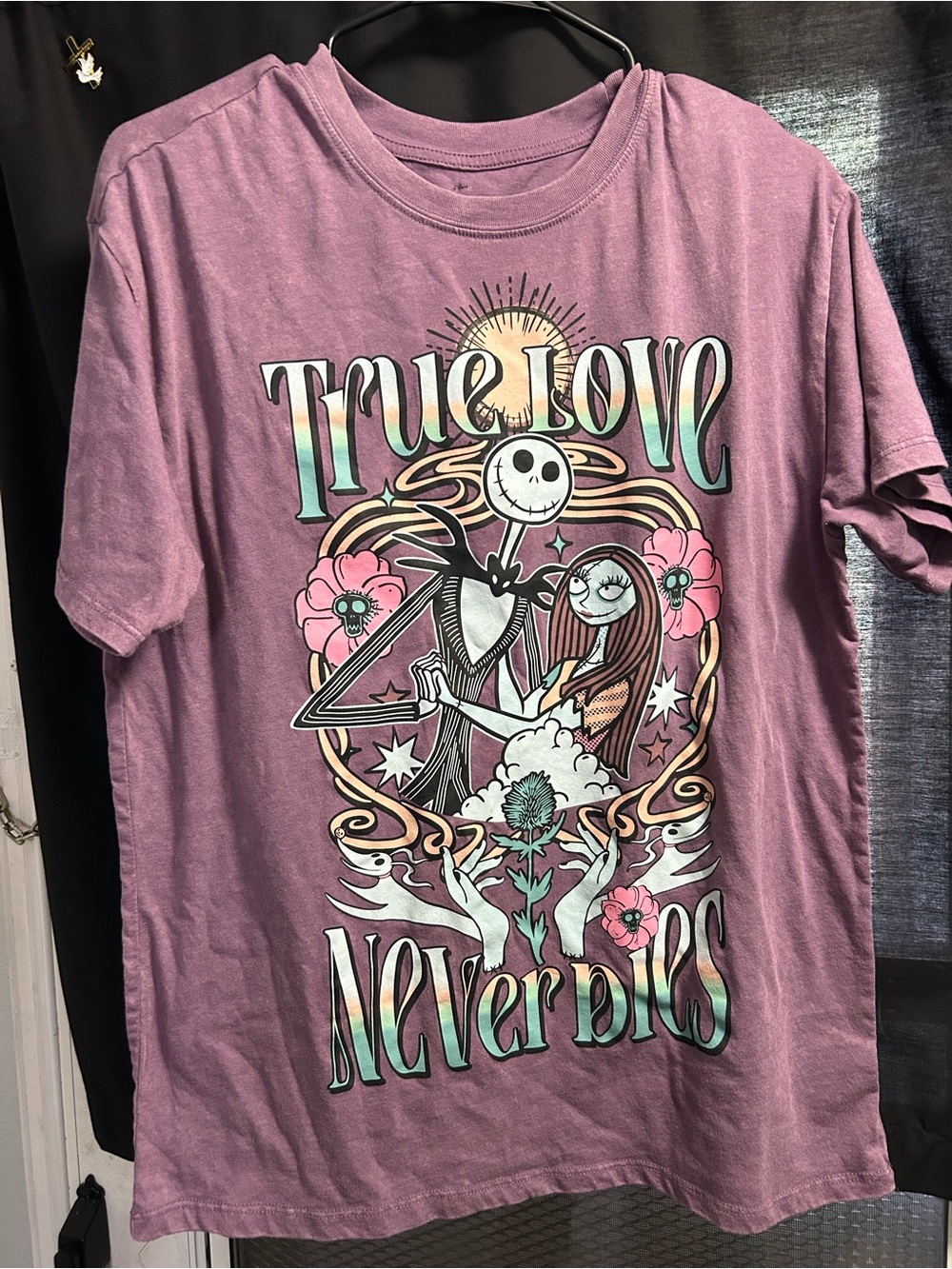 Disney Jack Skellington & Sally Purple 'True Love Never Dies' Graphic Tee